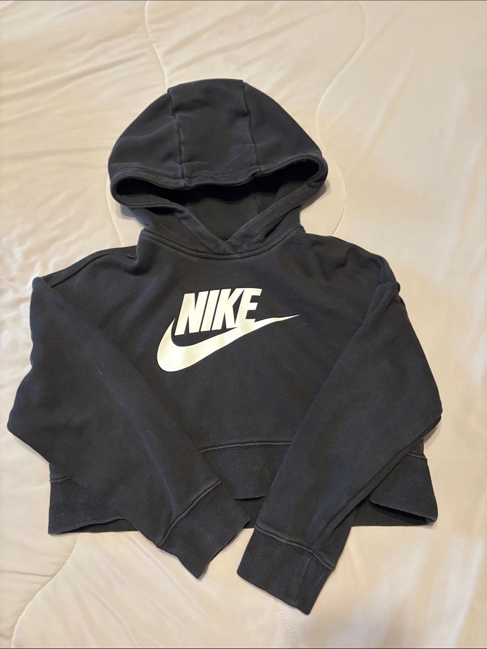 Nike Youth Black Hoodie with White Swoosh Logo